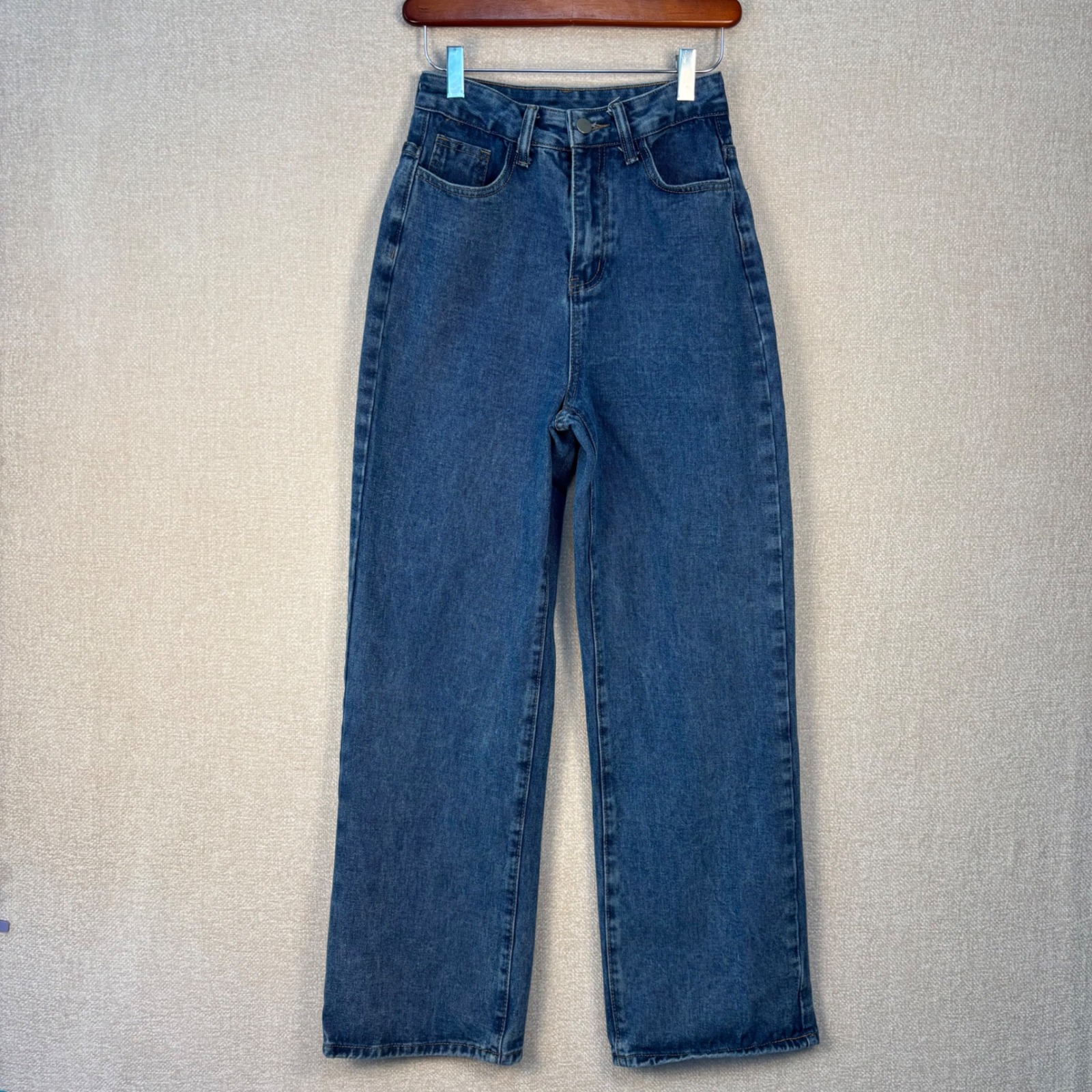 Wide Leg Jeans Womens Size 2 (Xs) Blue Denim High Waisted Straight Leg 5-Pockets